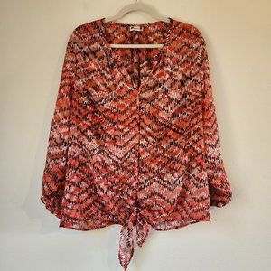 Kuth from the kloth, Women's Top Chiffon,3/4 buttons down, long sleeve, Size XL.